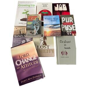 Christian Book Lot of 10, Bible Study, Biographies, Job, Disciples, Self Help